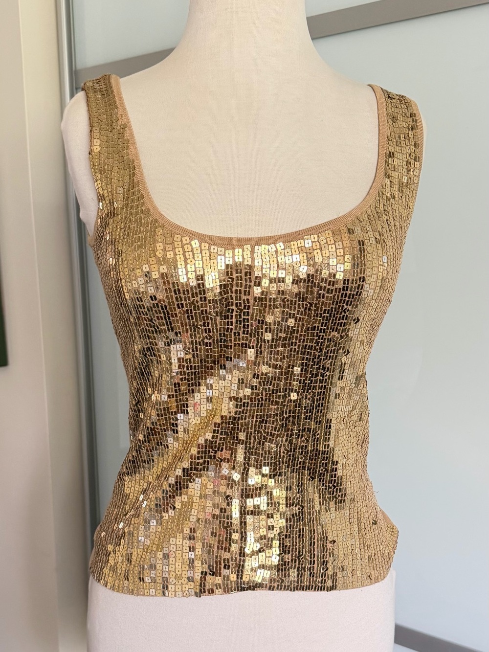 Lillie Rubin Vintage Metallic Gold Sequin Tank